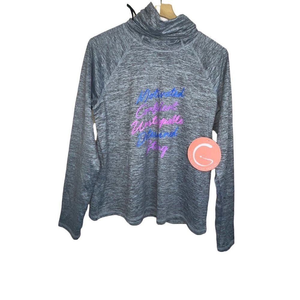 Womens ACTIVE gray marled graphic sweatshirt